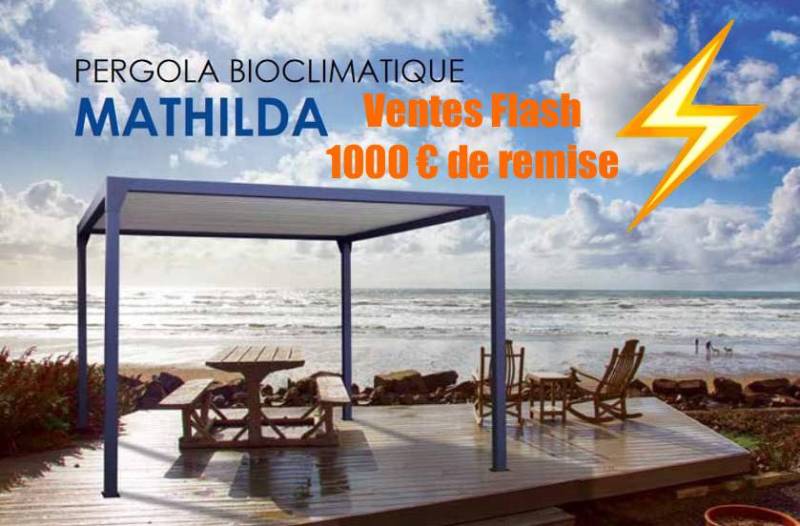 Vente Flash sur pergola Bioclimatique en stock 3.50 m x 4.00m en ilot motorisé 1000 € de remise